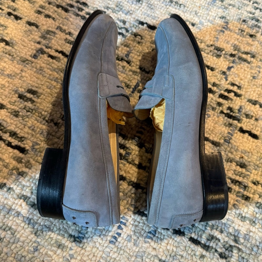 Tod’s Baby Powder Blue Suede Loafer Shoes, Size 10 - Picture 3 of 16